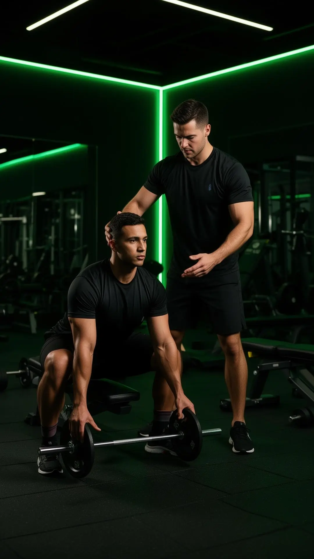 Personal Trainer auxiliando aluno